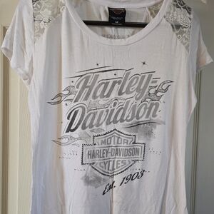Harley-Davidson Women's White Lace Graphic Tee